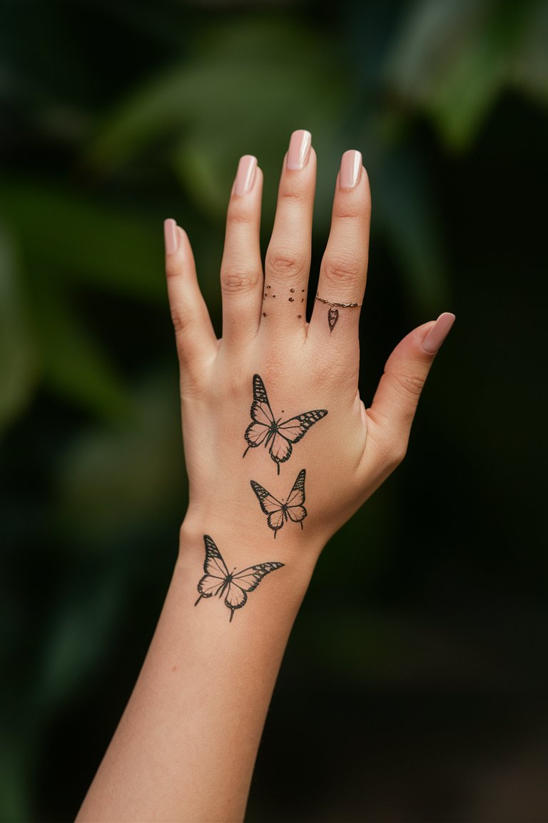 Schmetterlinge Hand Tattoo