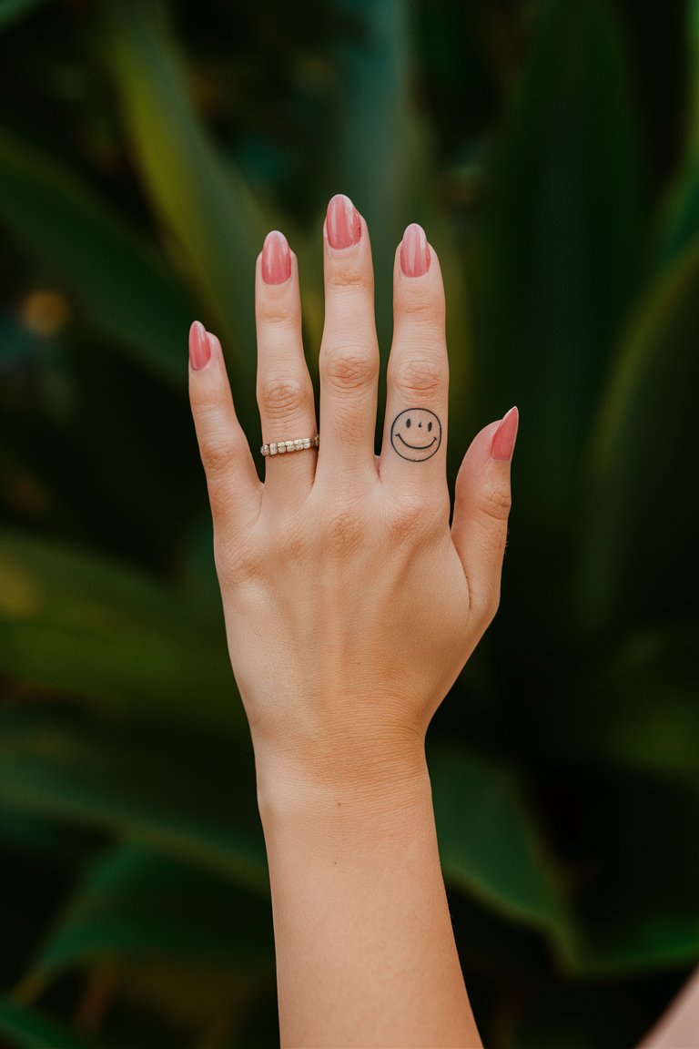 Smiley Finger Tattoo