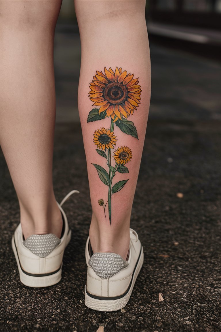 Sonnenblume Bein Tattoo