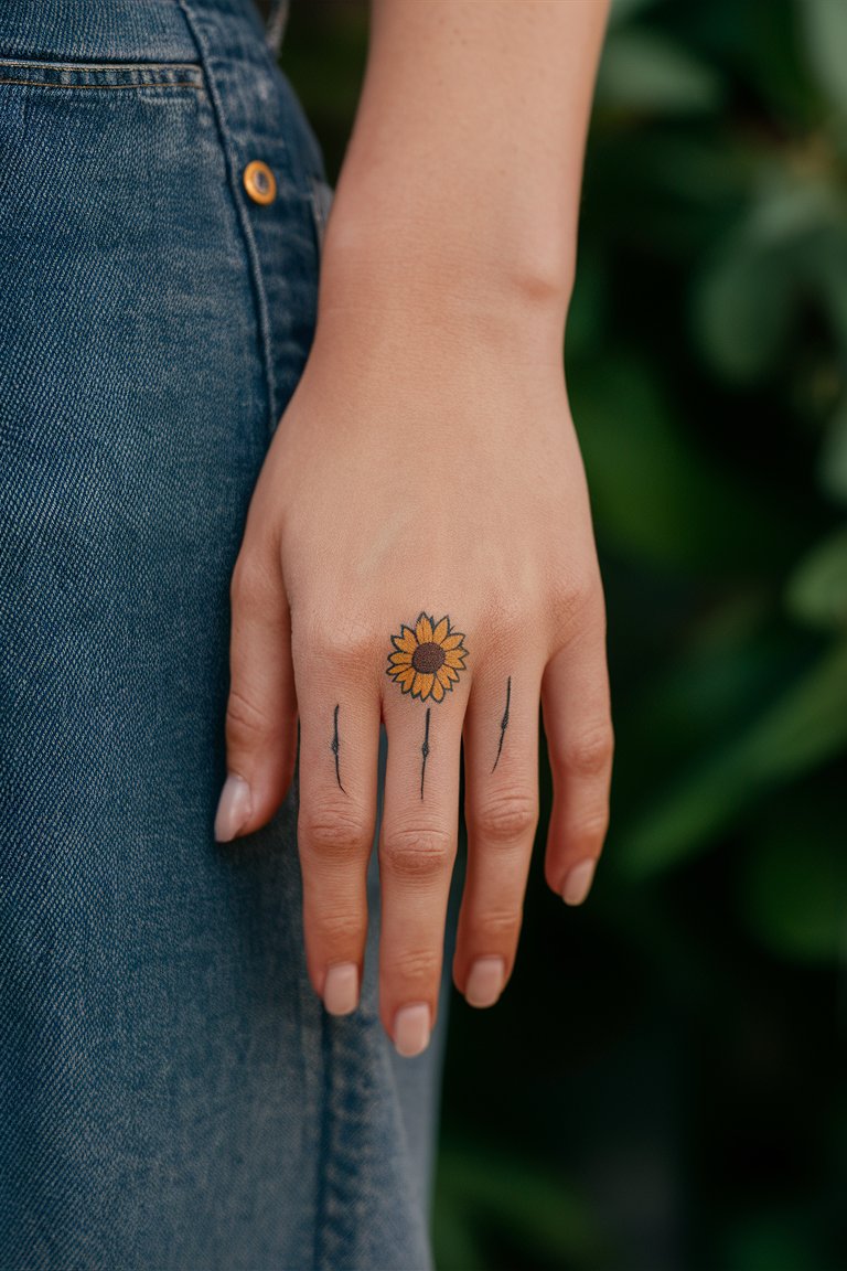 Sonnenblumen Finger Tattoo