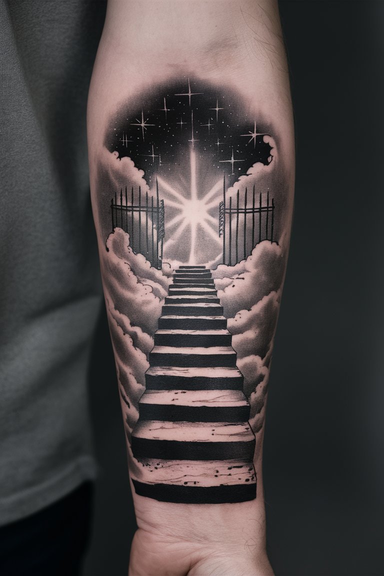 Treppen zum Himmel Unterarm Tattoo