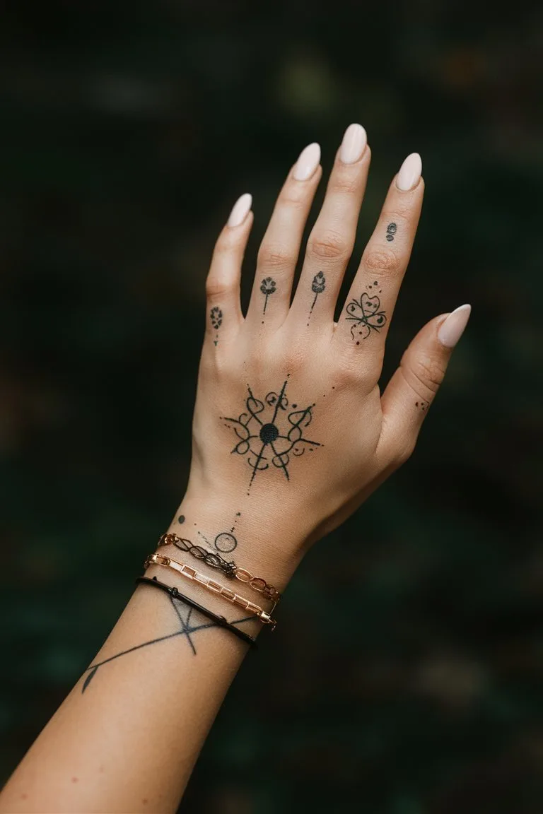 Zierliche Hand- und Handgelenk-Tattoos