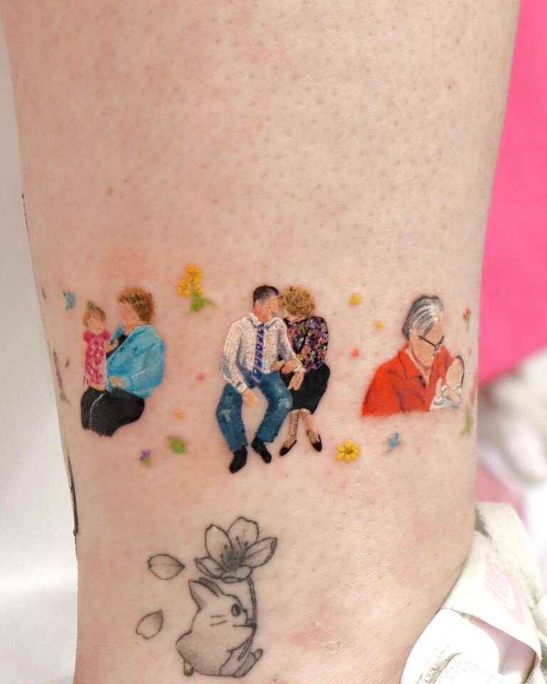 Aquarell-Tattoo von Familienmitgliedern