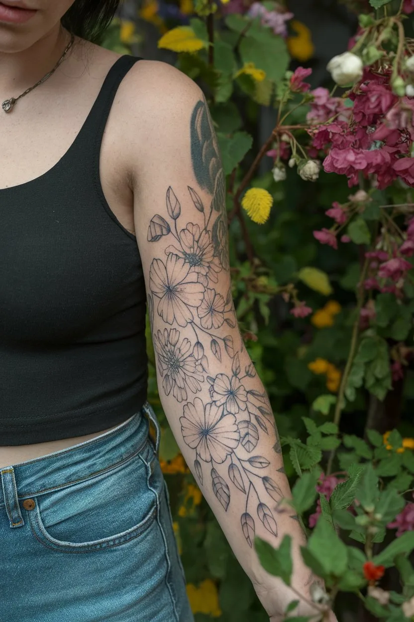 Arm-Tattoo mit Blumenmuster