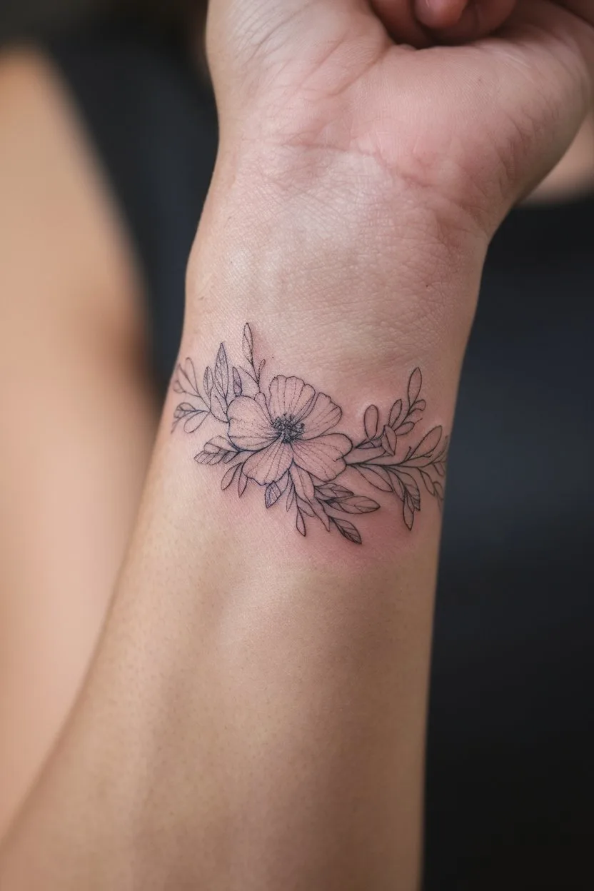 Armband mit Blumen tattoo