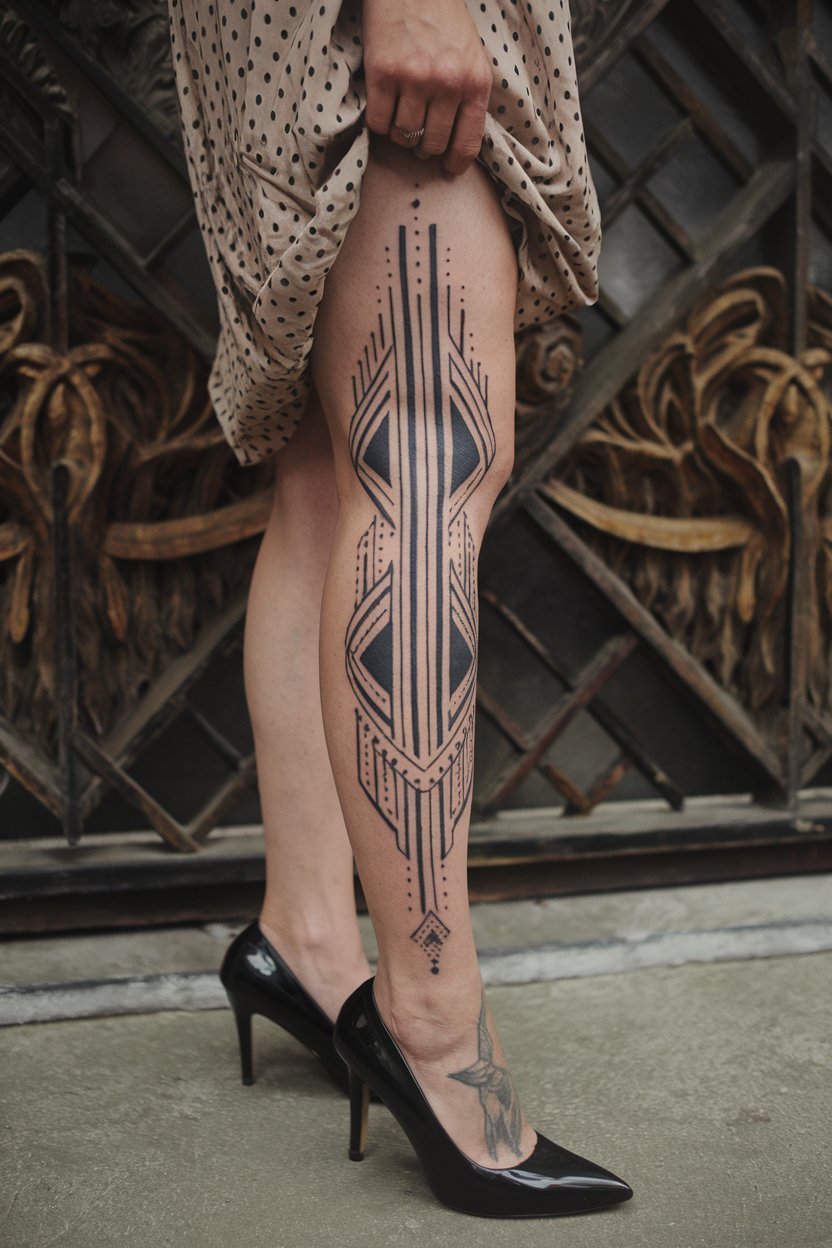 Art Deco Bein-Tattoo