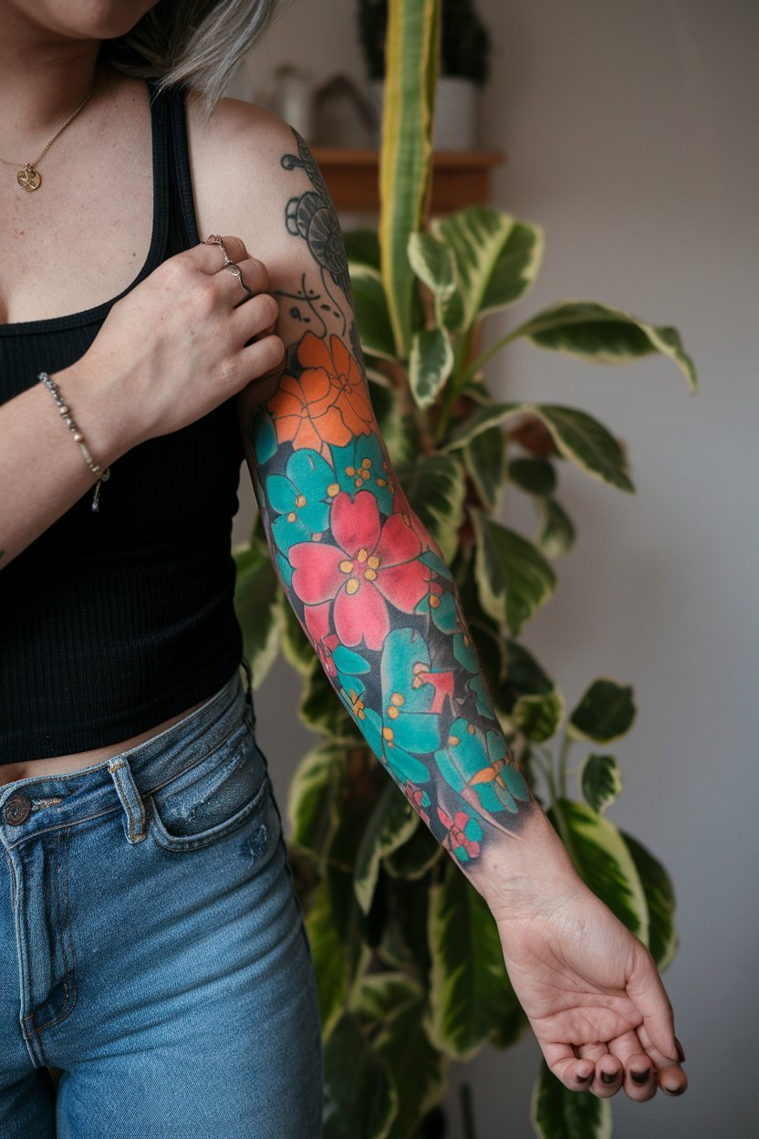 Buntes Arm-Tattoo