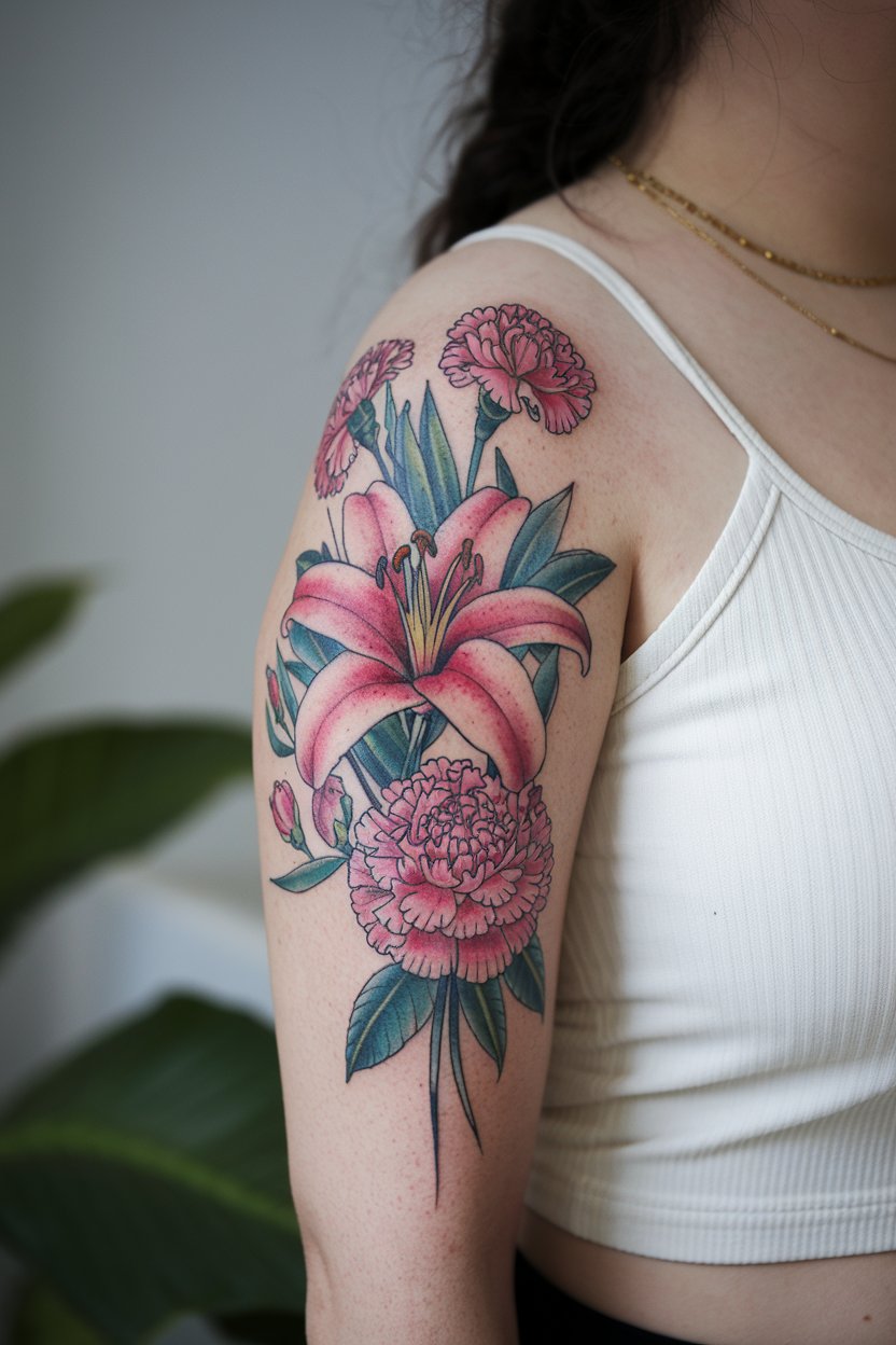 Buntes Blumen-Tattoo