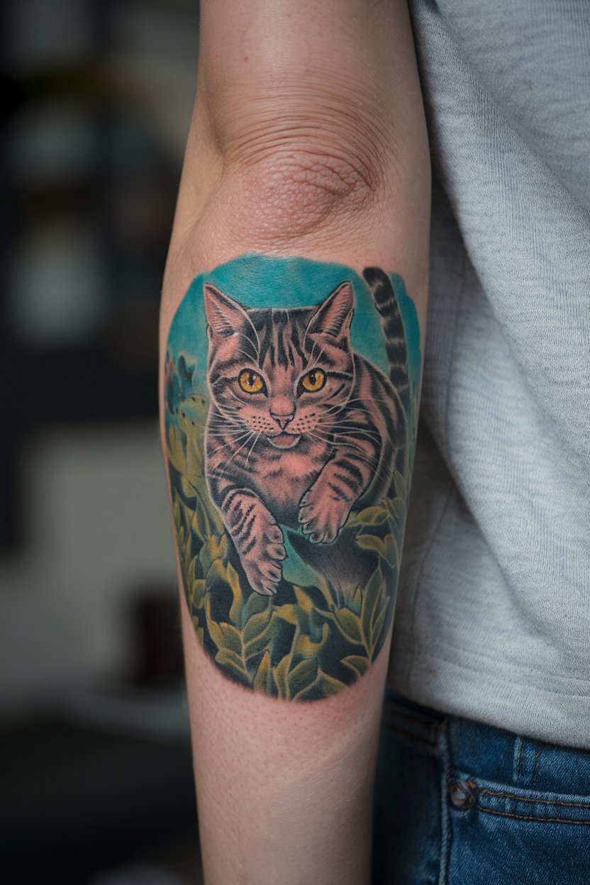 Buntes Katzen Tattoo