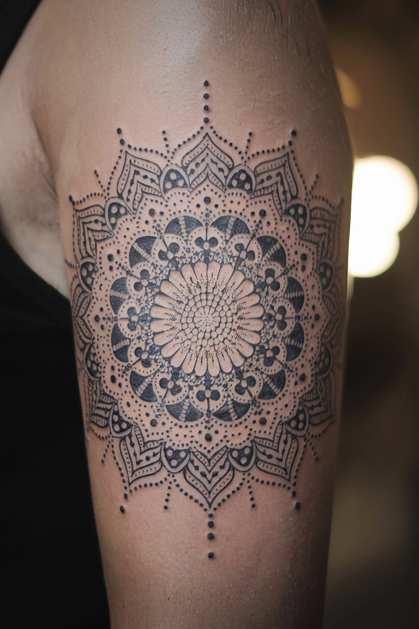 Dot work Mandala Tattoo