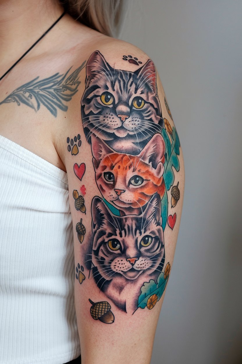 Drei Katzen Tattoo