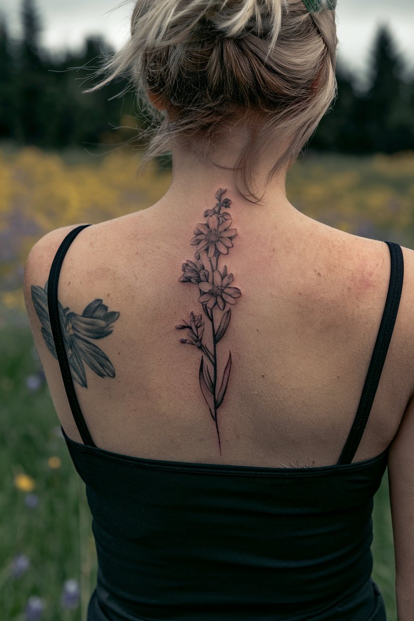 Edelweiss Wirbelsaeulen-Tattoo