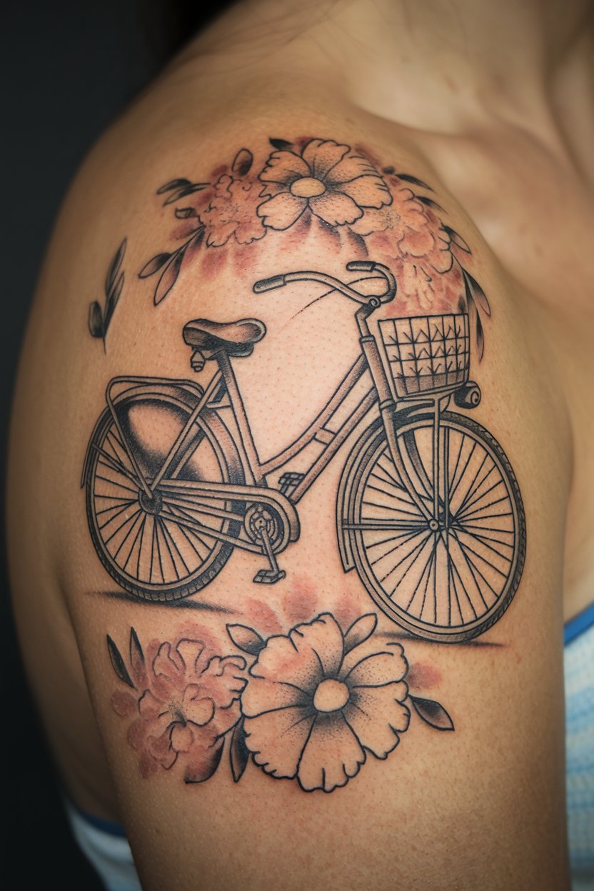 Fine Line Fahrrad-Tattoo