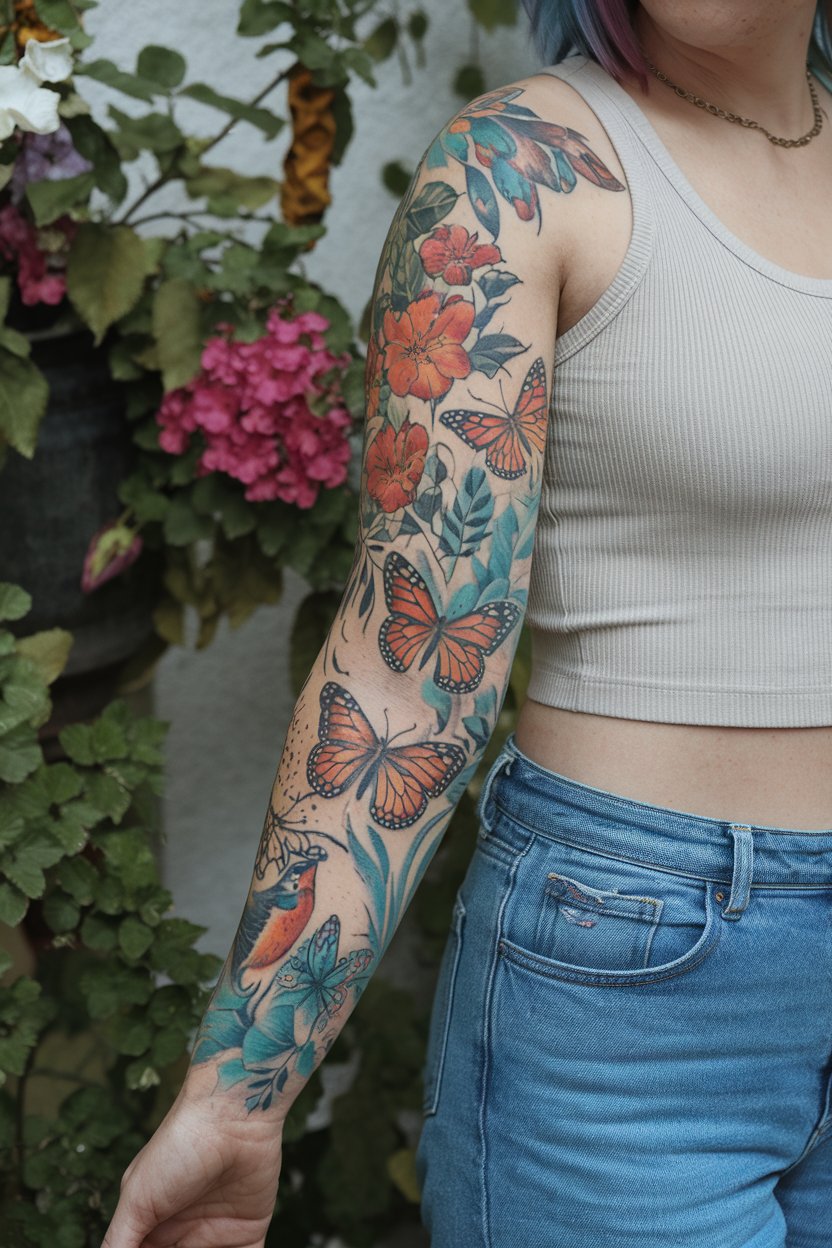 Florales Aermel-Tattoo