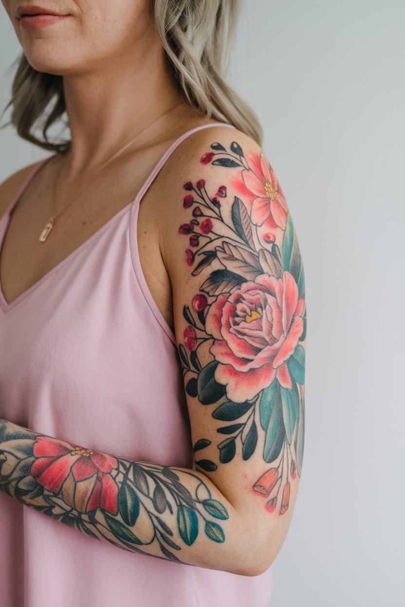 Florales Arm-Tattoo