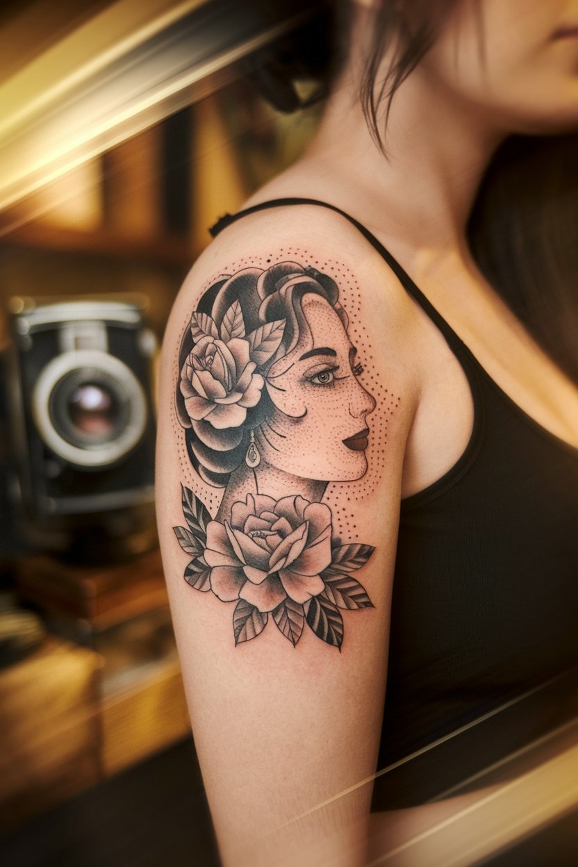 Frauen Profil Tattoo