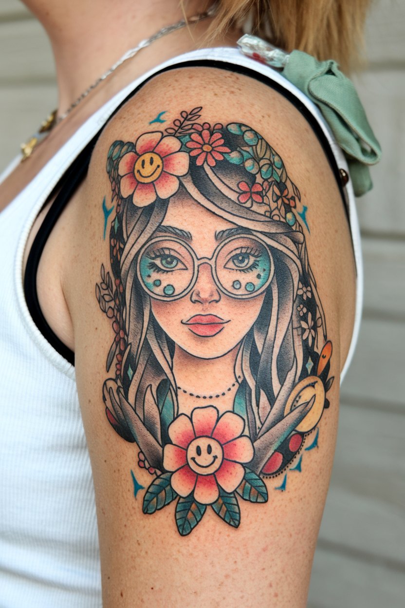 Hippie Frau Tattoo