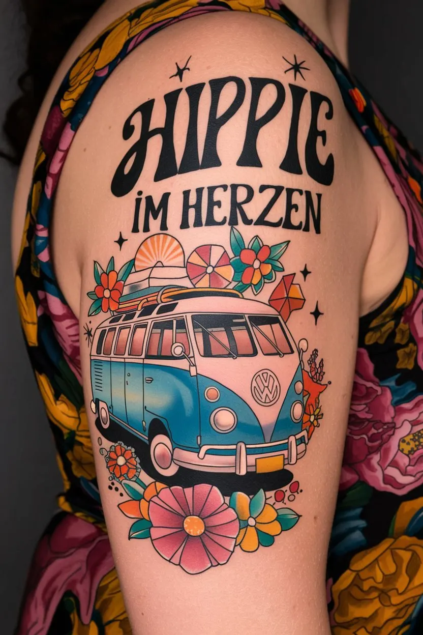 Hippie im Herzen Tattoo