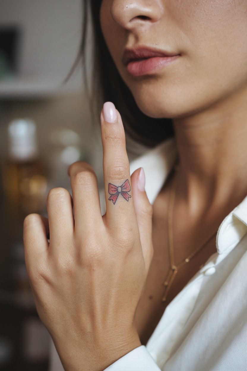 Kleine Schleife Finger-Tattoo