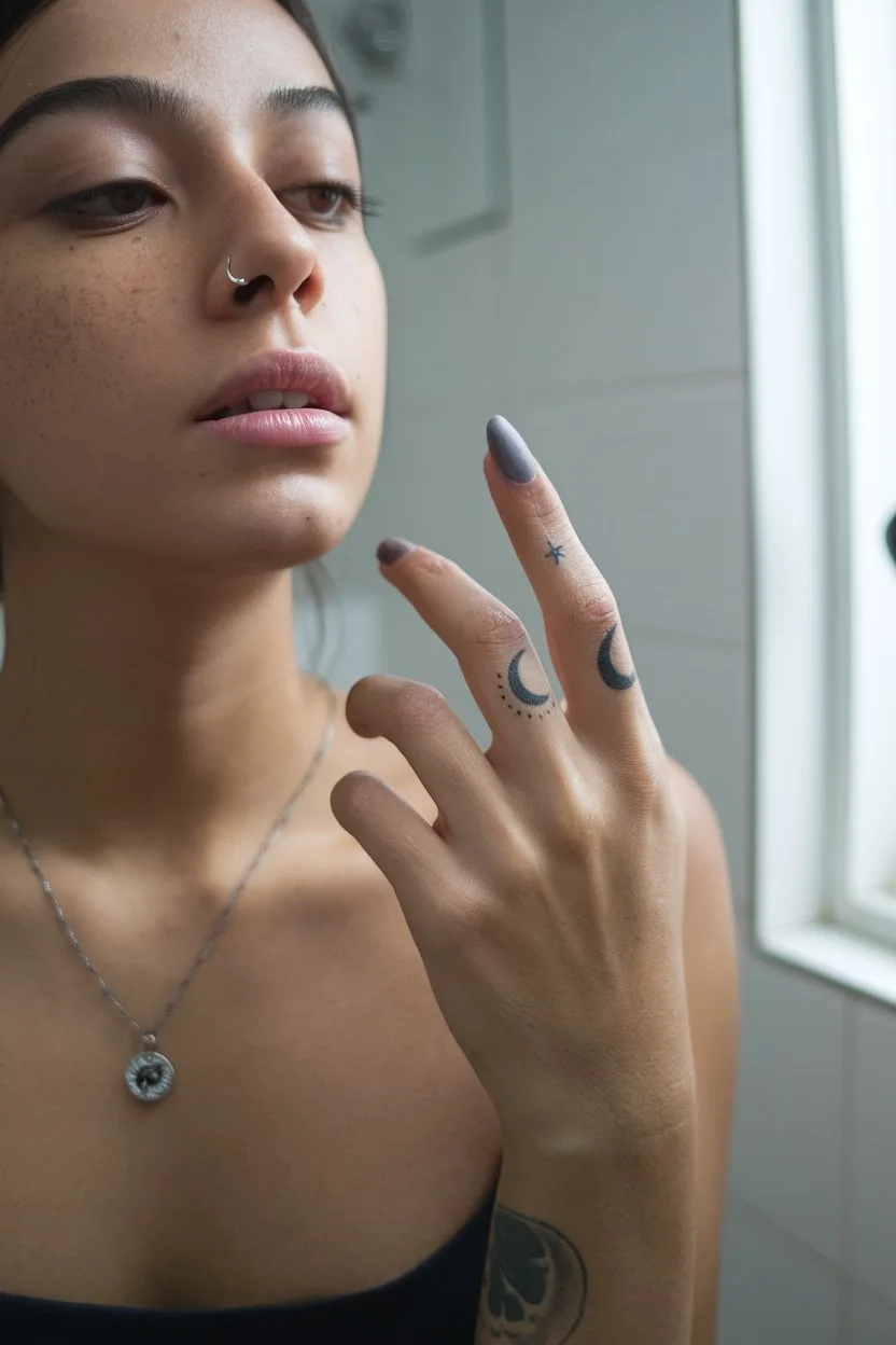 Kleiner Mond Finger-Tattoo