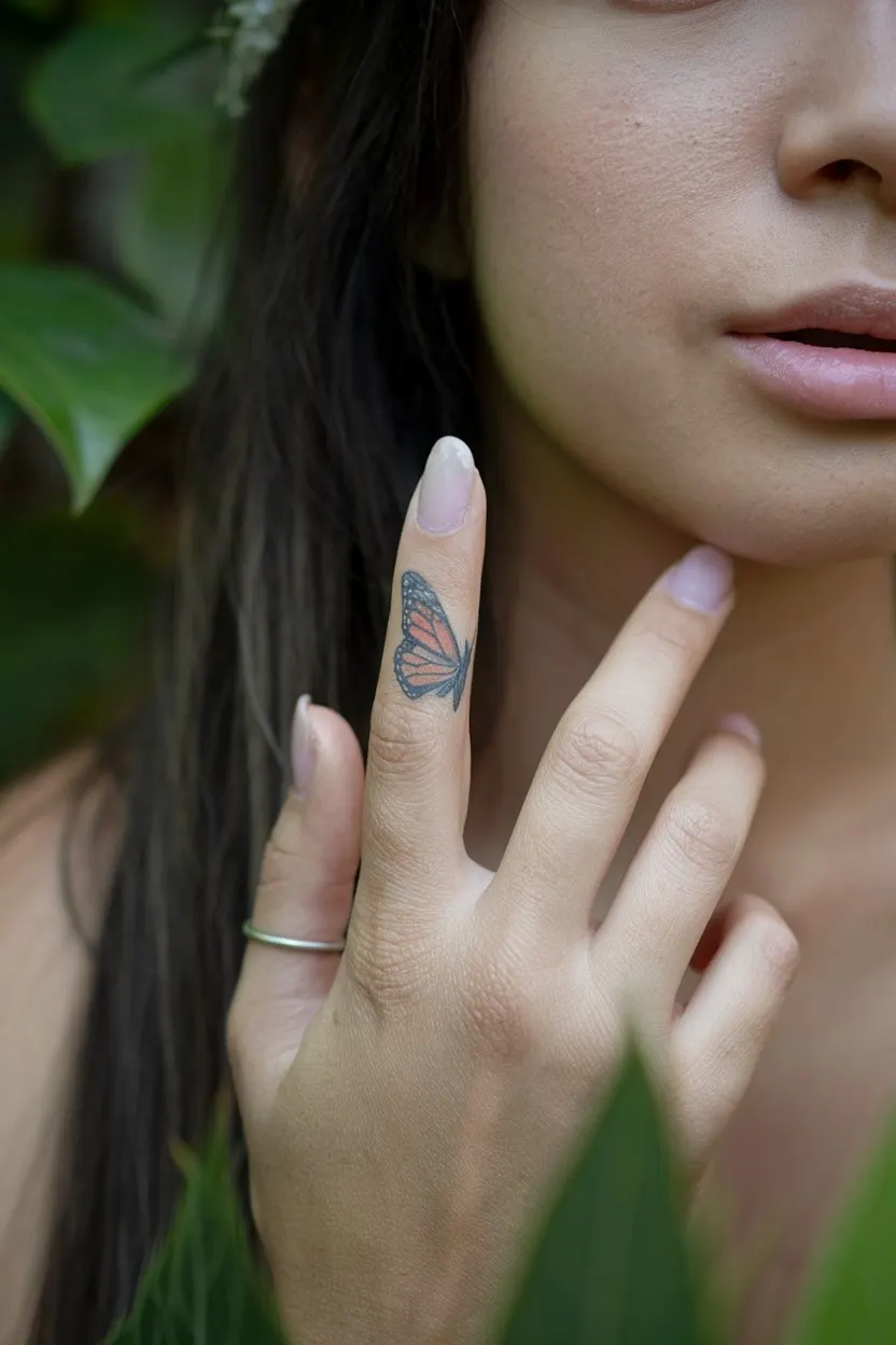 Kleiner Schmetterling Finger-Tattoo