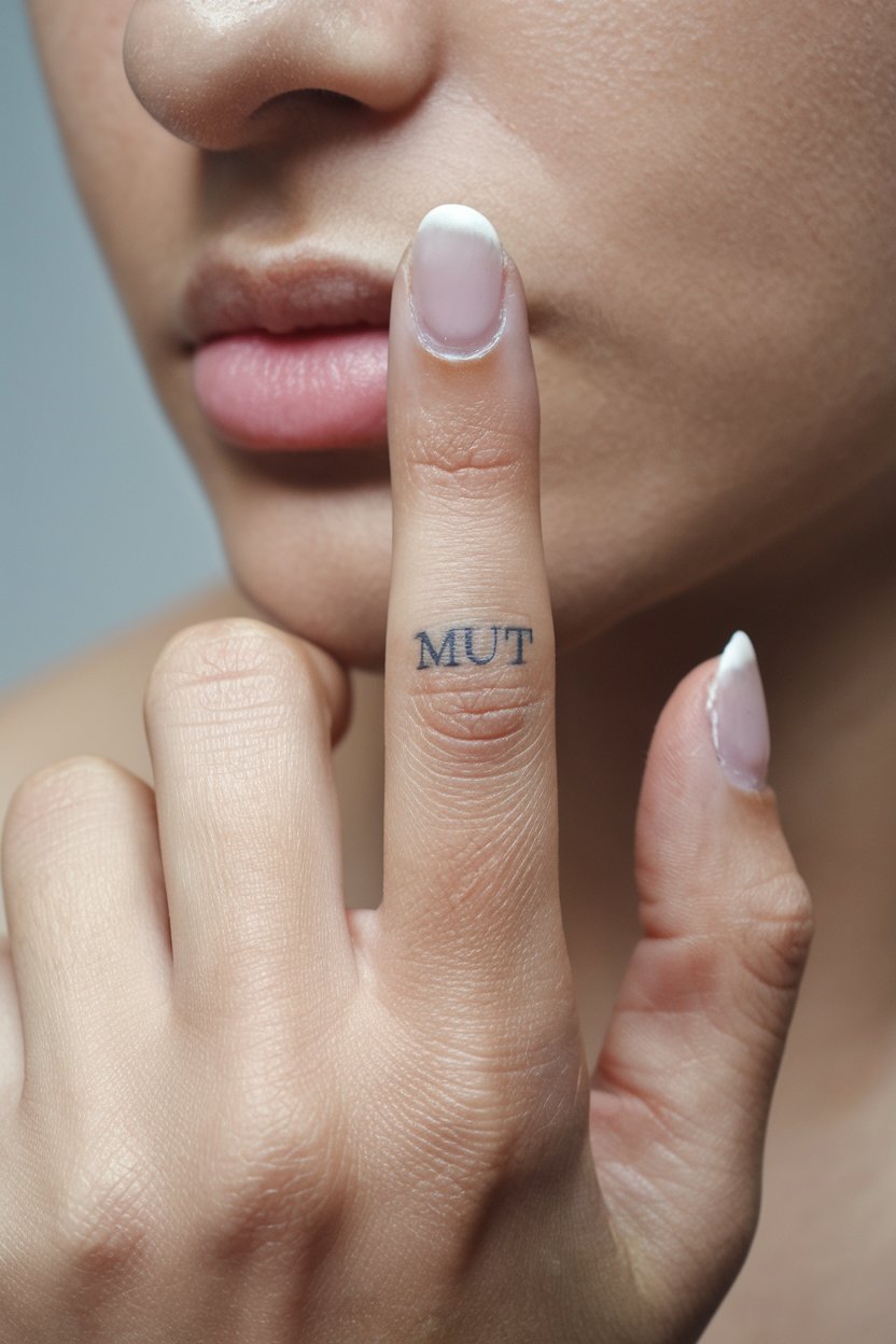 Kraftgebendes Wort  Finger-Tattoo