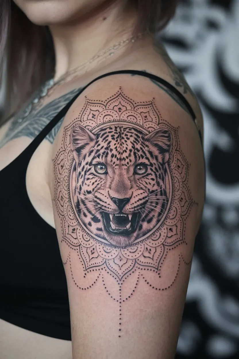 Leoparden Dotwork Tattoo