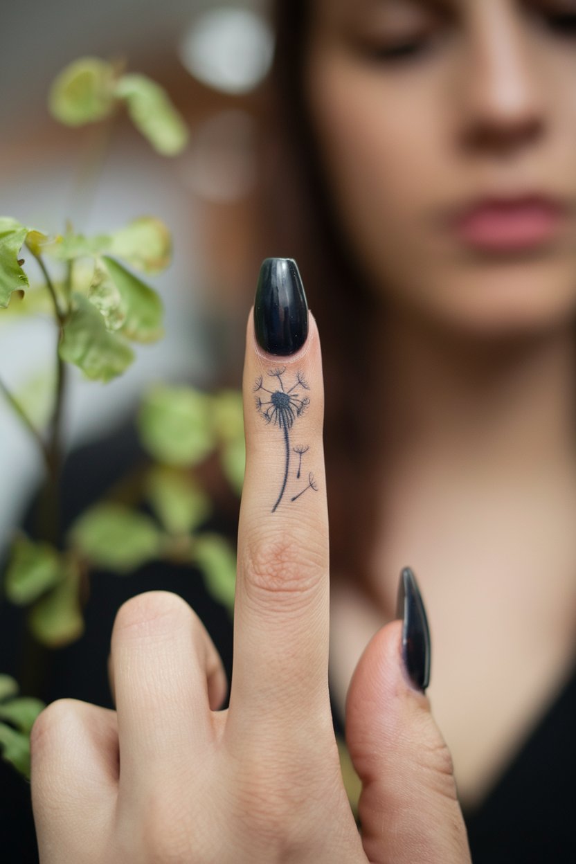 Loewenzahn Finger-Tattoo