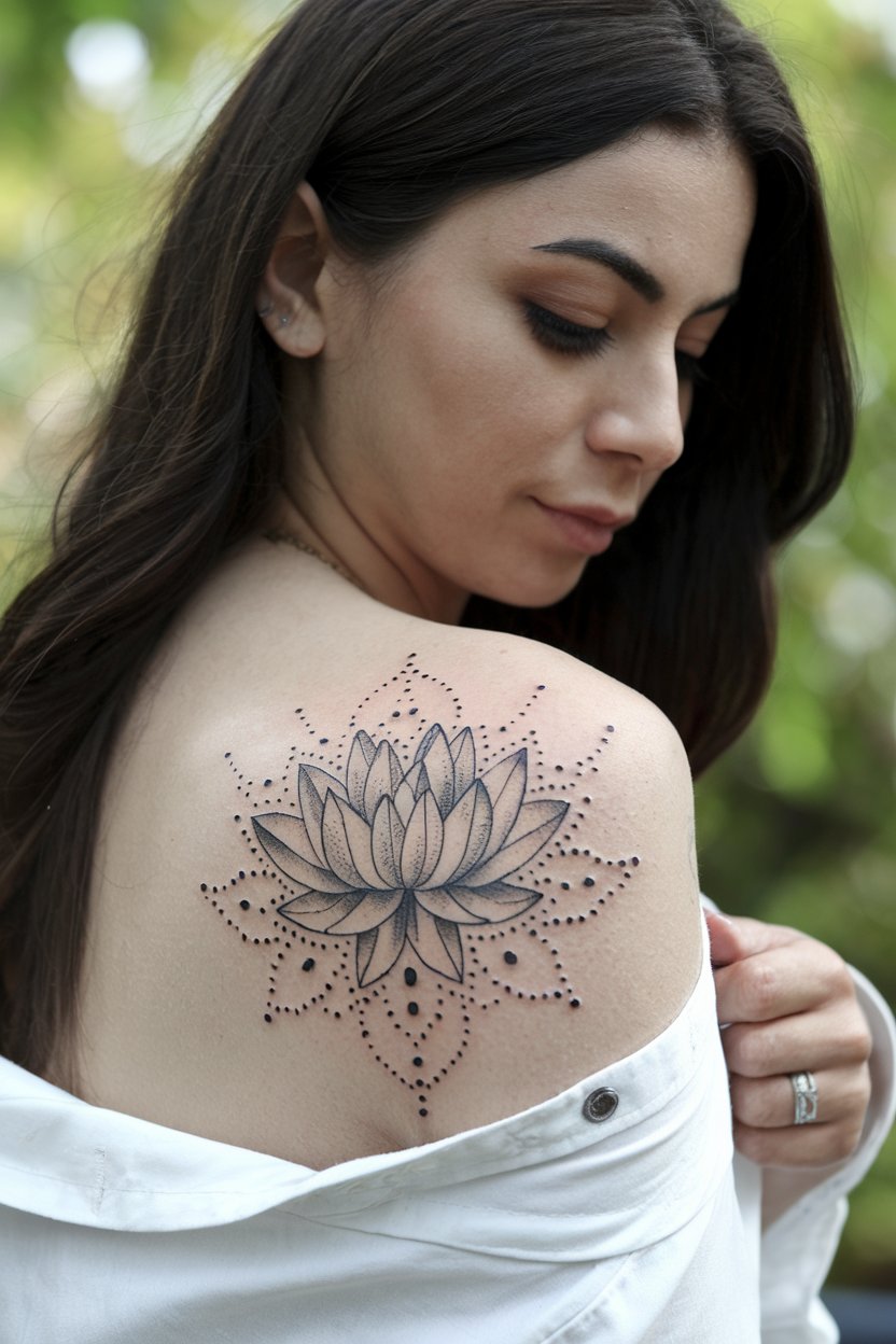 Lotus Dotwork Tattoo