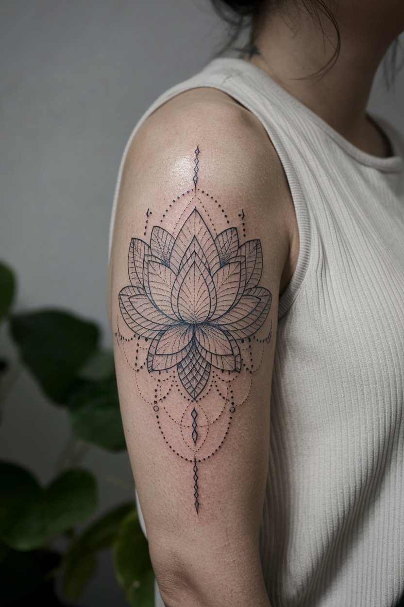 Lotusblumen Tattoo in Musterarbeit