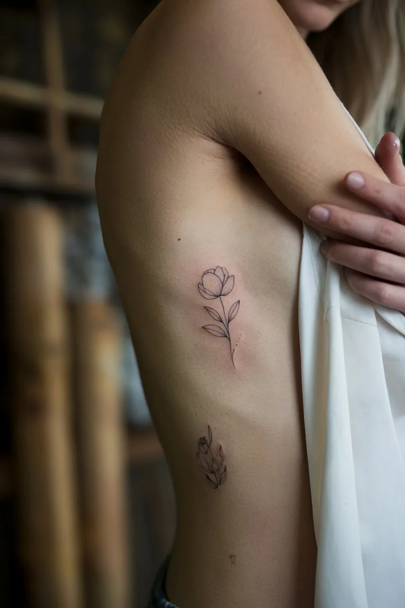 Minimalistisches Blumen Tattoo  