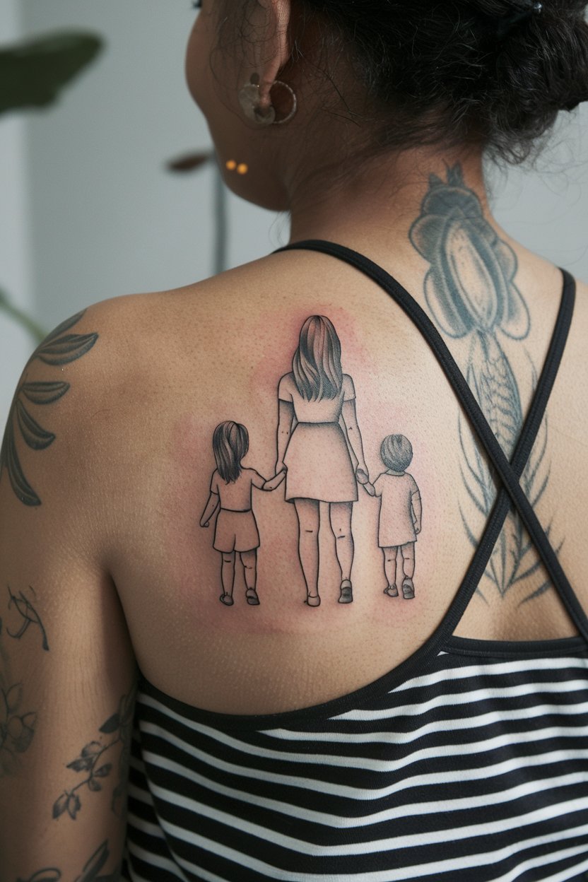 Mutter und Kinder Tattoo