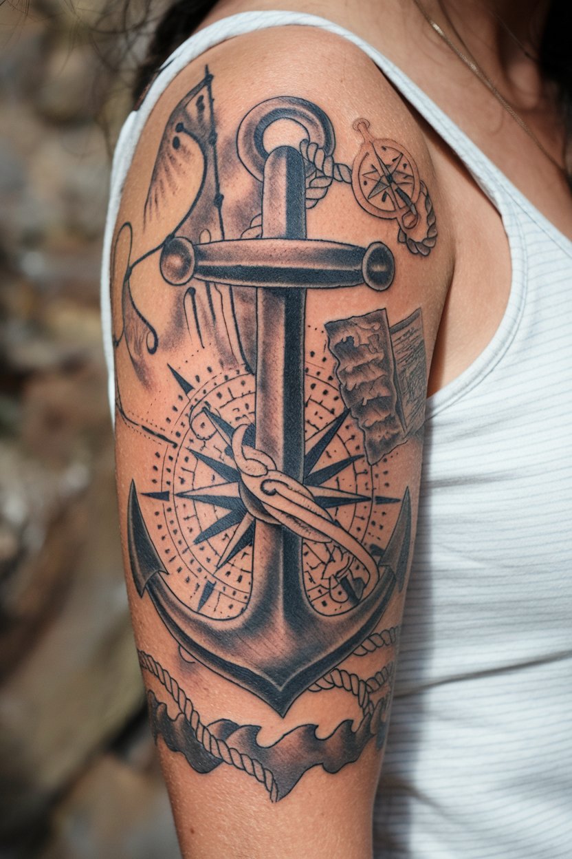 Nautisches Vintage-Aermel-Tattoo