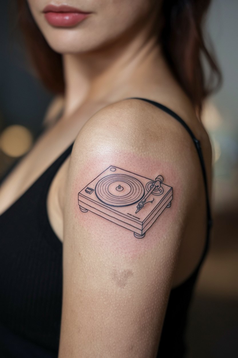 Plattenspieler-Vintage-Tattoo