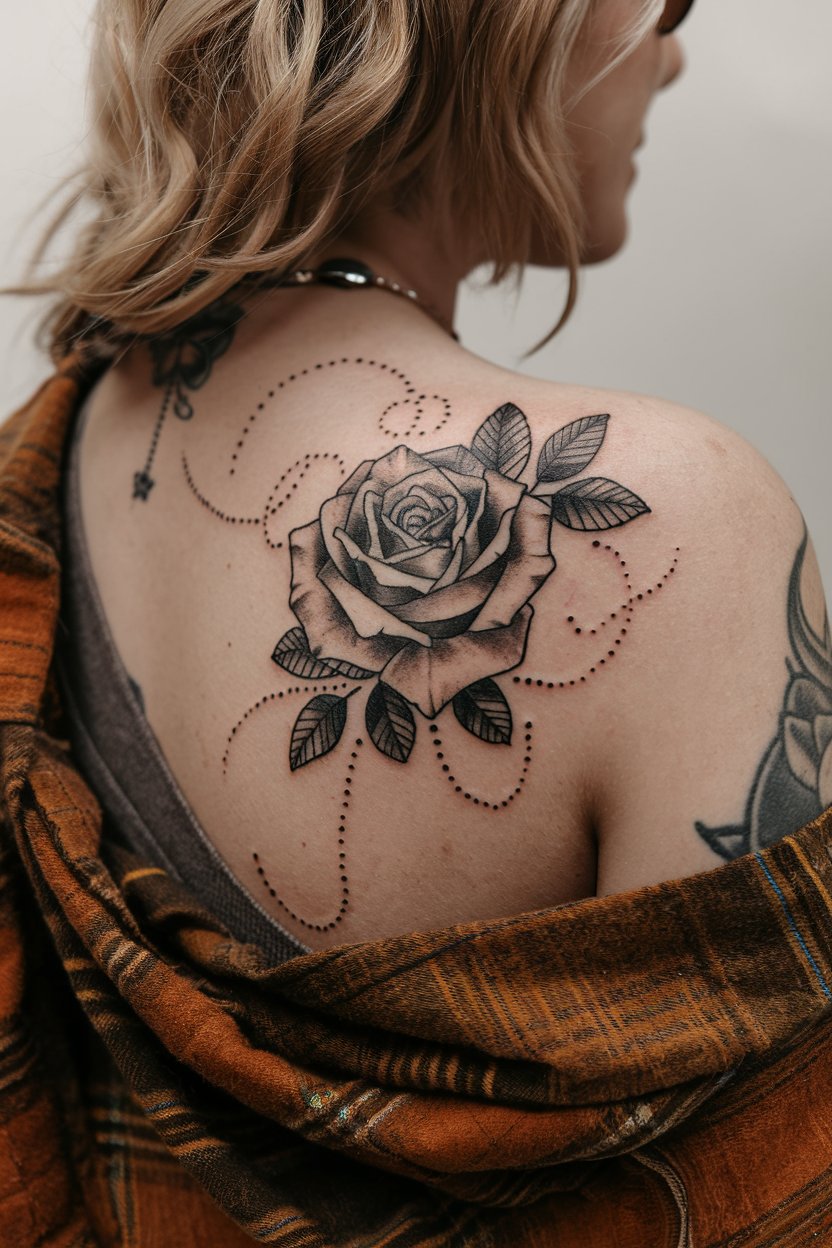 Rose Dotwork Tattoo