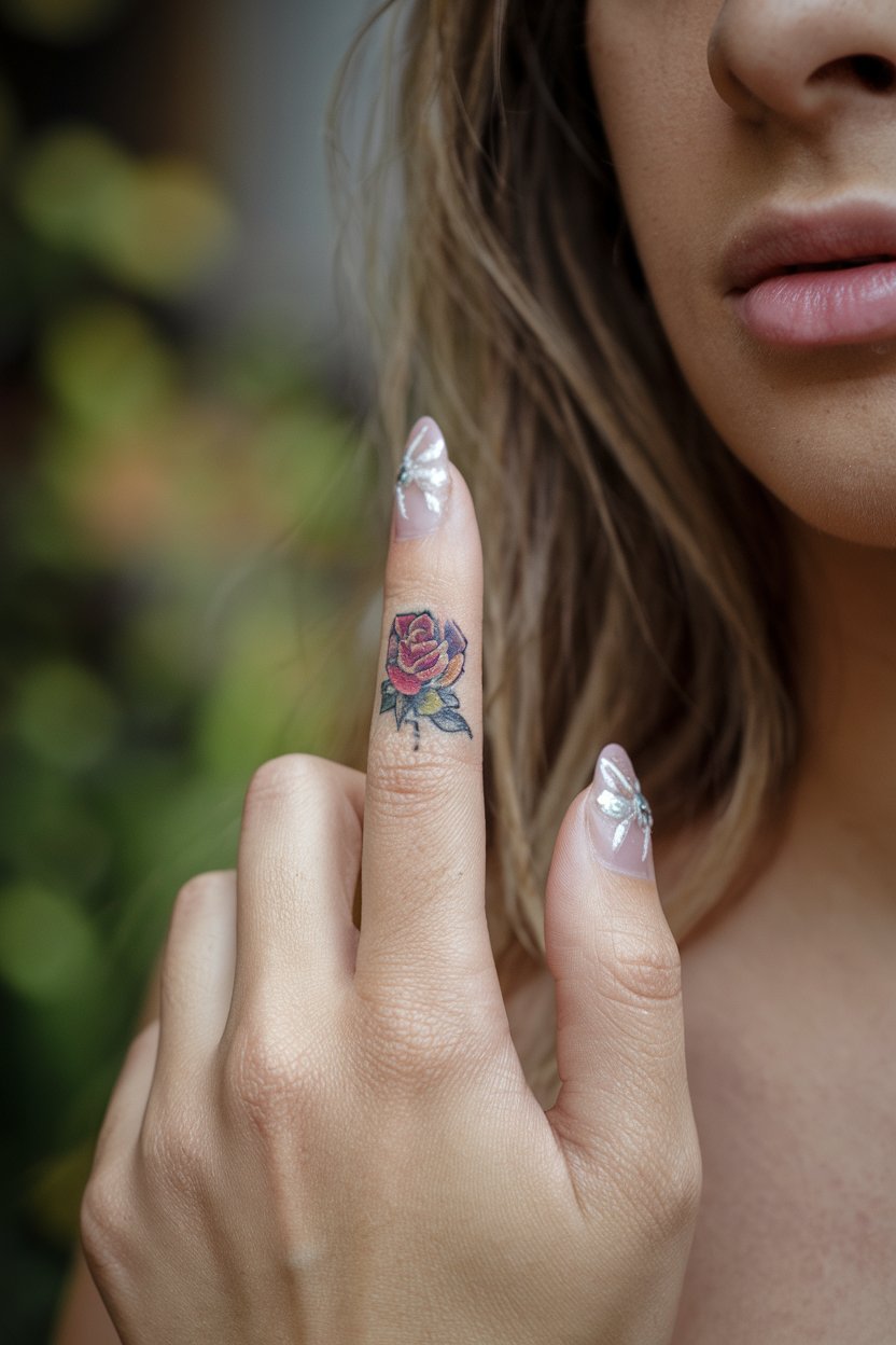 Rose Finger-Tattoo