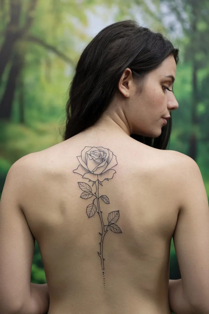 Rose als Ruecken Tattoo