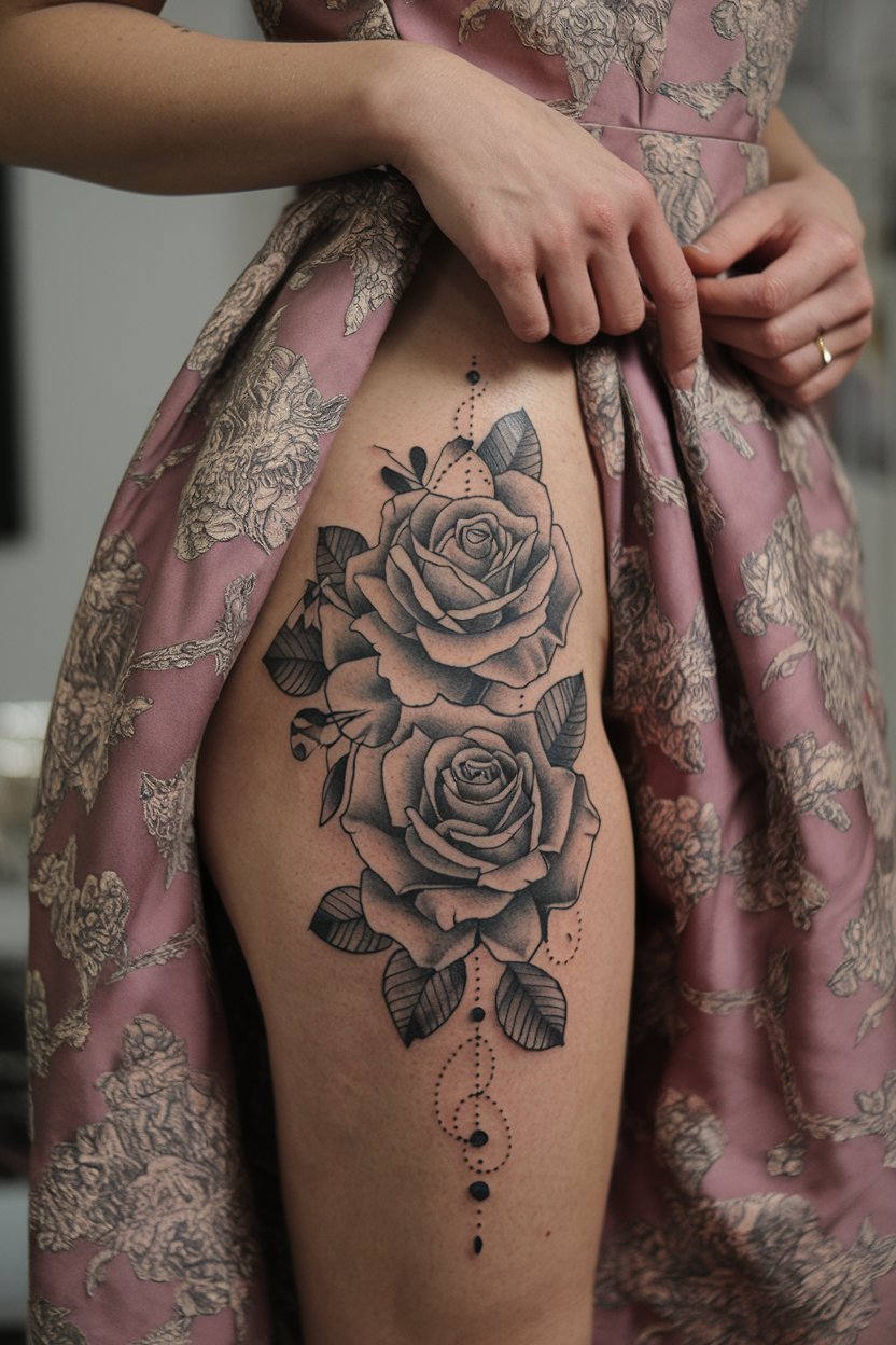 Rosen Huefttattoo