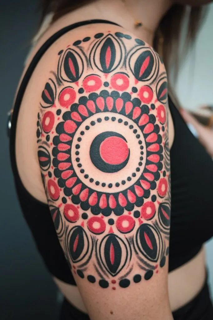 Rote und schwarze Kreise Tattoo