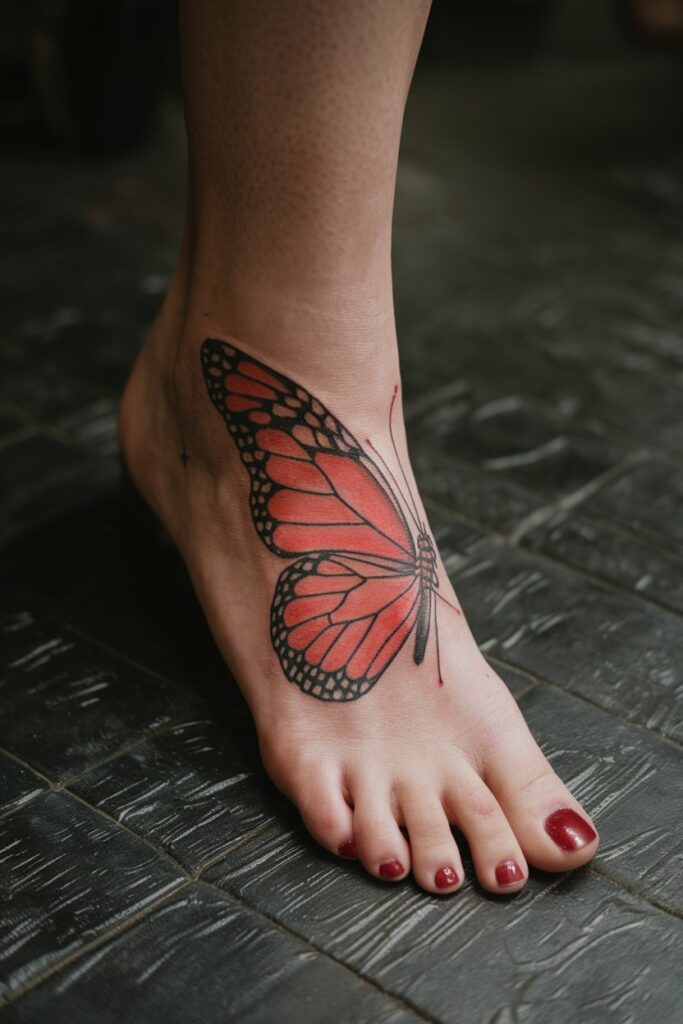 Rotes Schmetterling-Tattoo