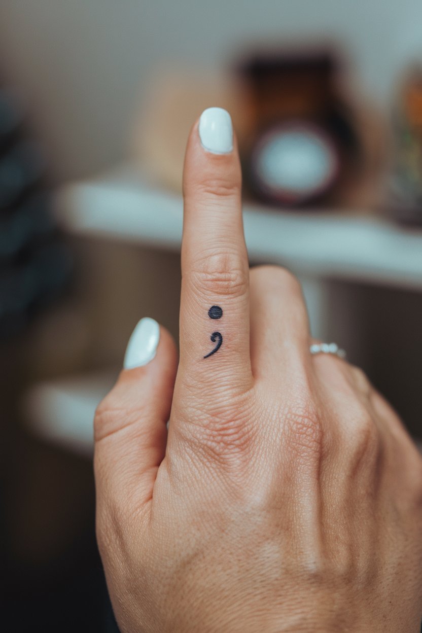 Semikolon Kleines Fingertattoo