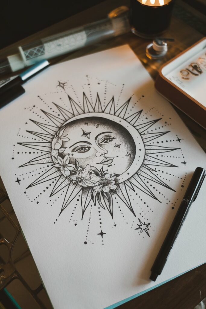 Sonne und Mond Tattoo