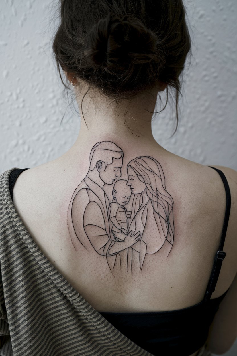 Tattoo eines Familienportraets