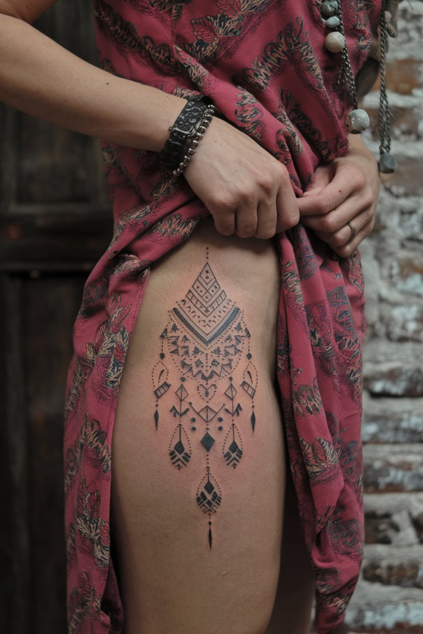 Tribale Ornamente Huefttattoo