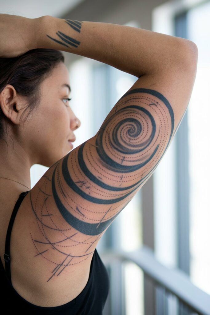 Wellige Spirale Arm-Tatoo