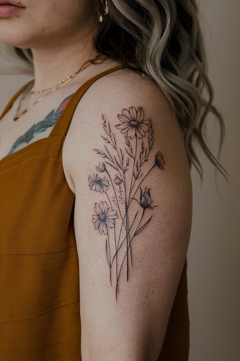 Wildblumen-Tattoo