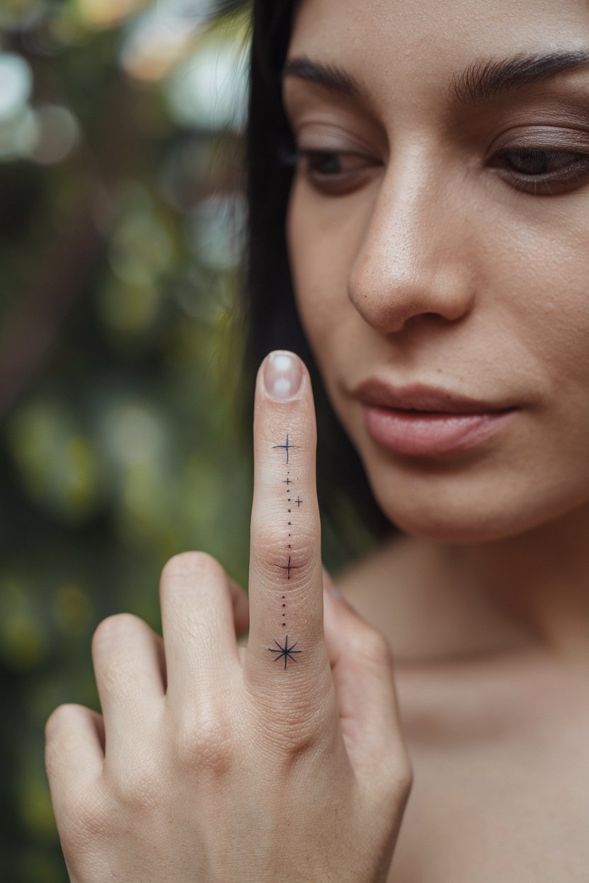 Winzige Sterne Finger Tattoo 