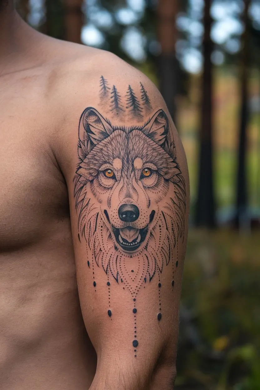 Wolf Dotwork Tattoo