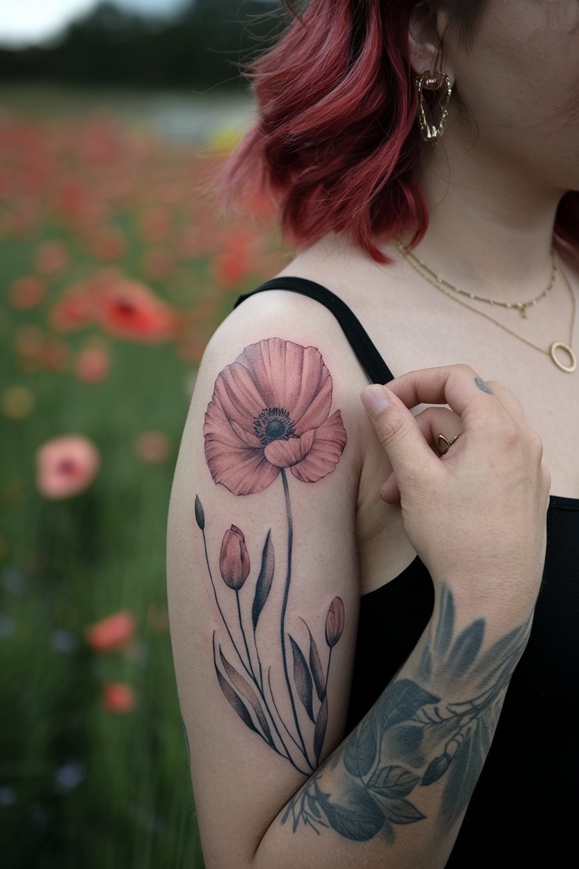 Zartes Mohn-Tattoo