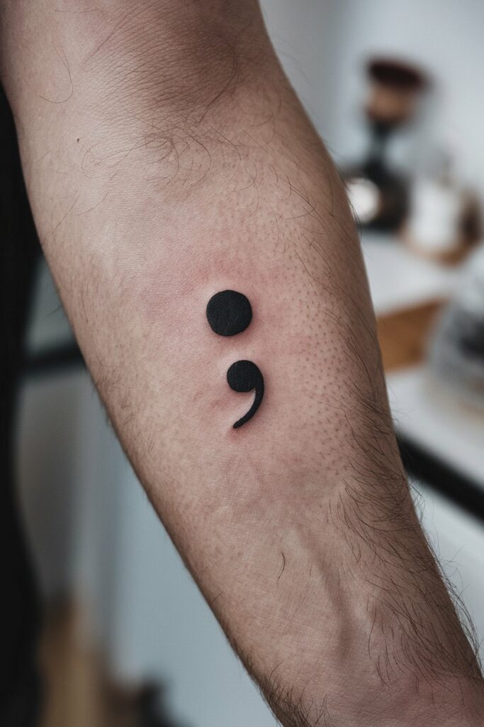 minimalistisches Semikolon Tattoo